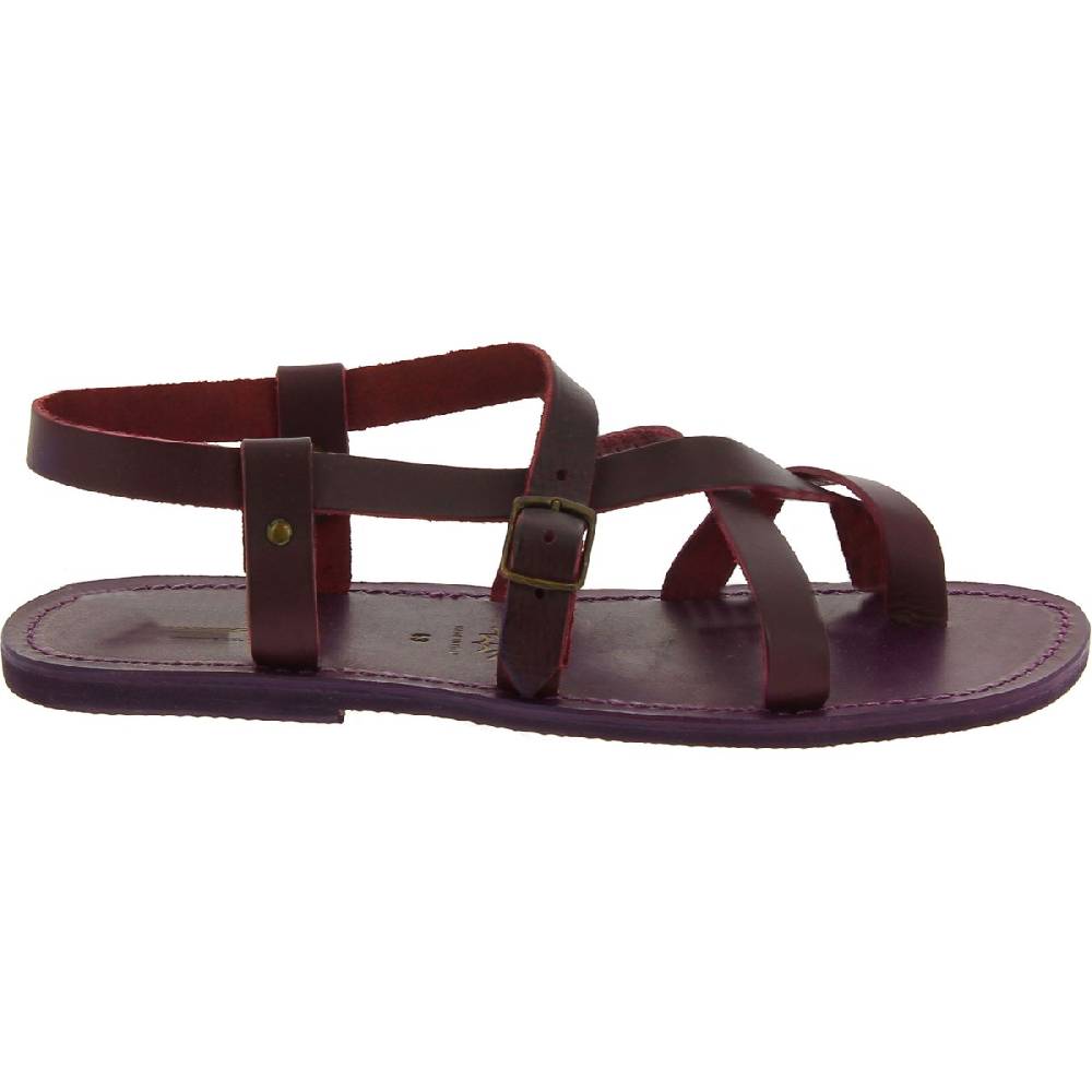 Lartigiano Del Cuoio Sandali uomo in cuoio artigianali in pelle color viola Prezzo Ridotto