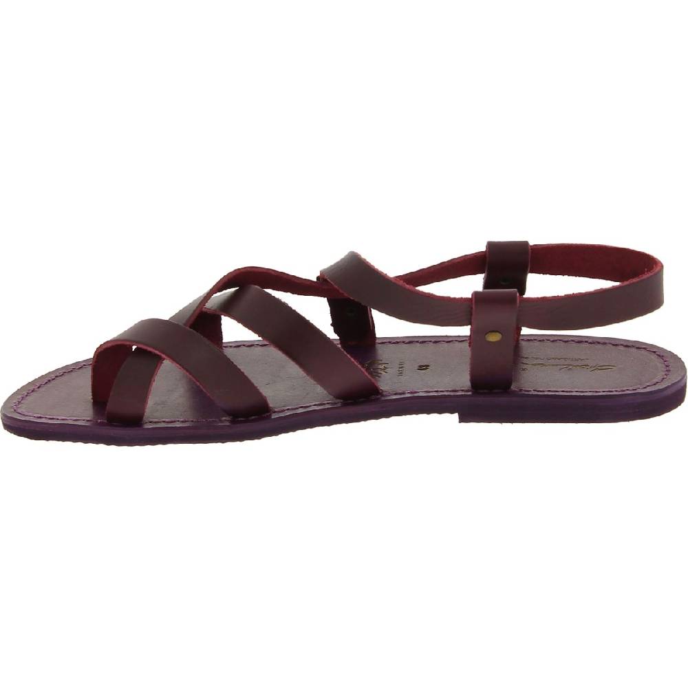 Lartigiano Del Cuoio Sandali uomo in cuoio artigianali in pelle color viola Prezzo Ridotto