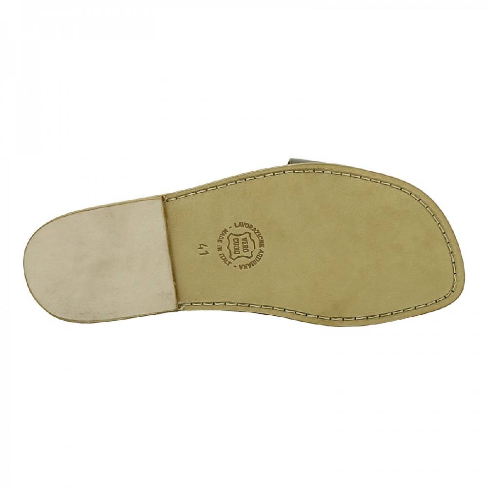 Lartigiano Del Cuoio Ciabatte infradito uomo in pelle color fango artigianali Presa