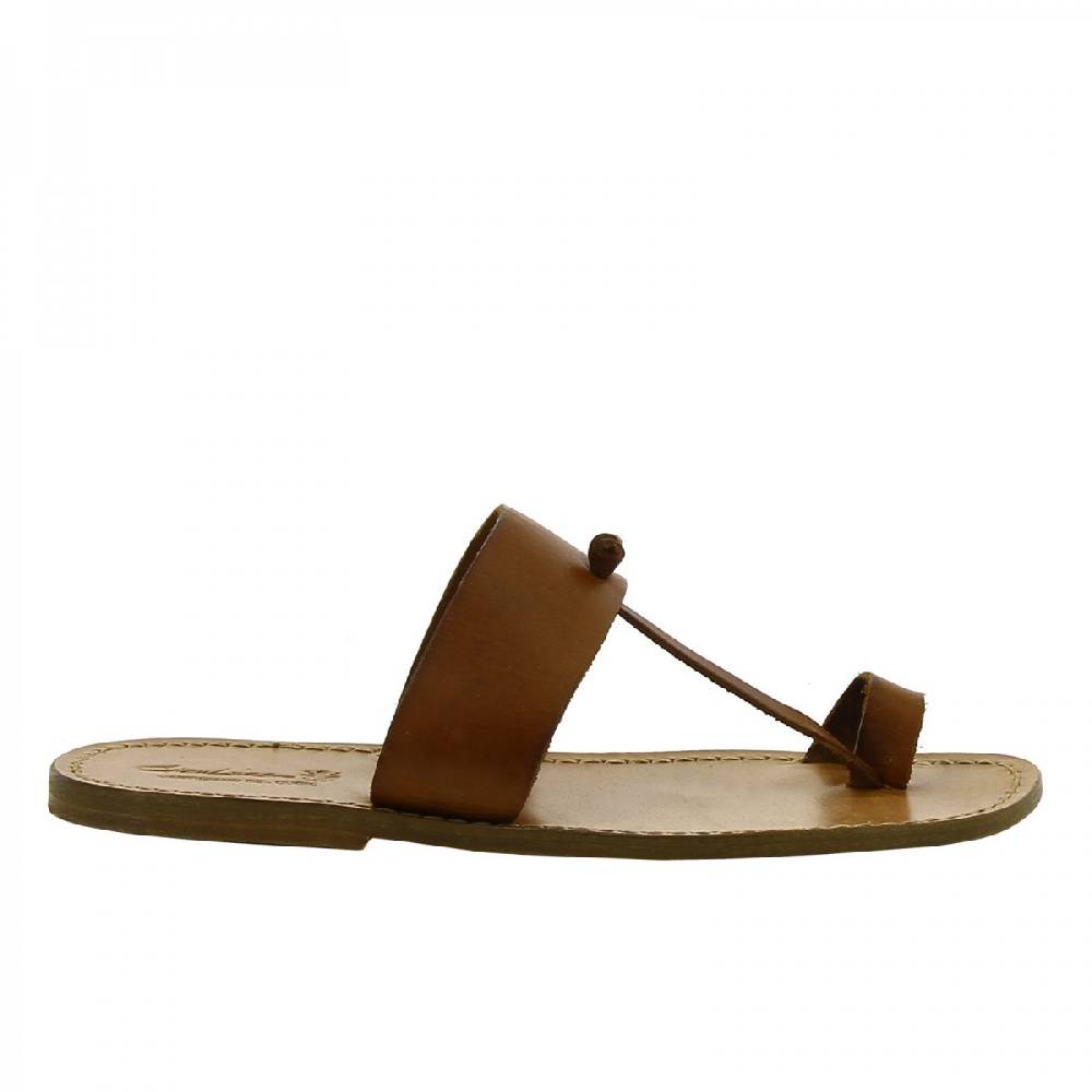 Lartigiano Del Cuoio Ciabatte infradito da uomo in pelle color cuoio fatte a mano Saldi