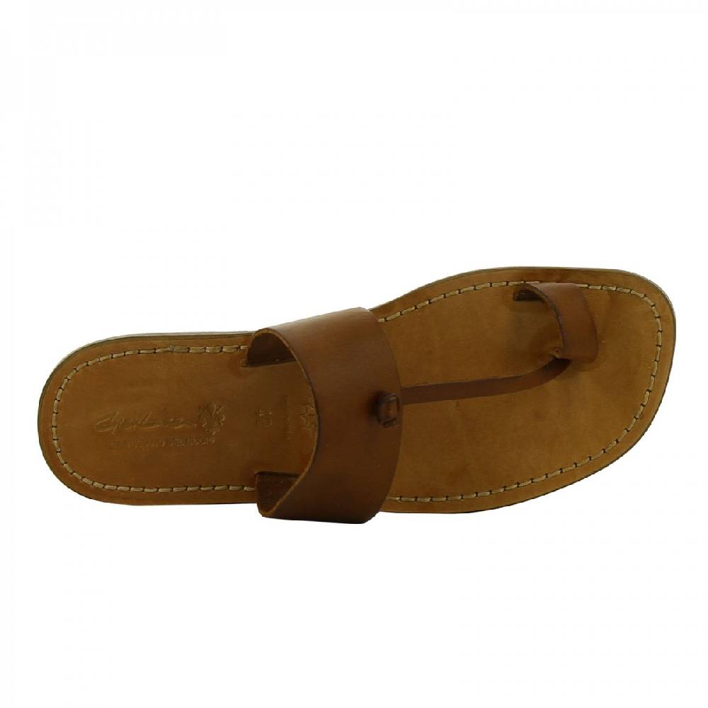 Lartigiano Del Cuoio Ciabatte infradito da uomo in pelle color cuoio fatte a mano Saldi