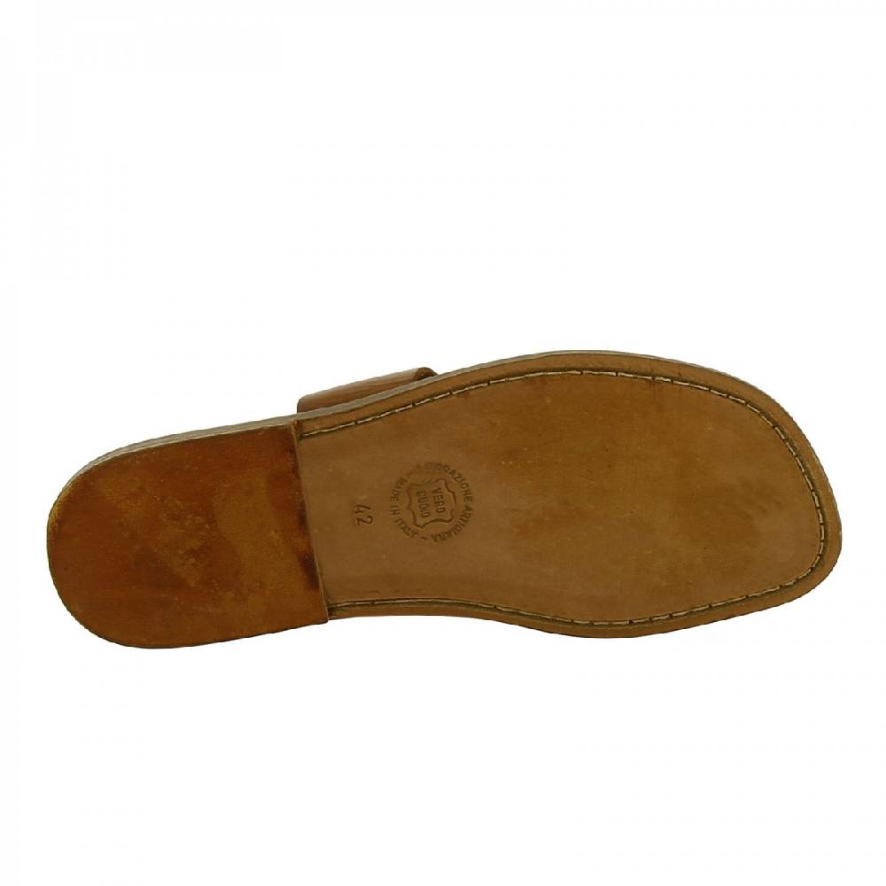 Lartigiano Del Cuoio Ciabatte infradito da uomo in pelle color cuoio fatte a mano Saldi