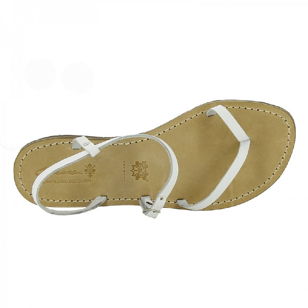 Lartigiano Del Cuoio Sandali infradito bianchi da donna in pelle fatti a mano Saldi Di Fabbrica