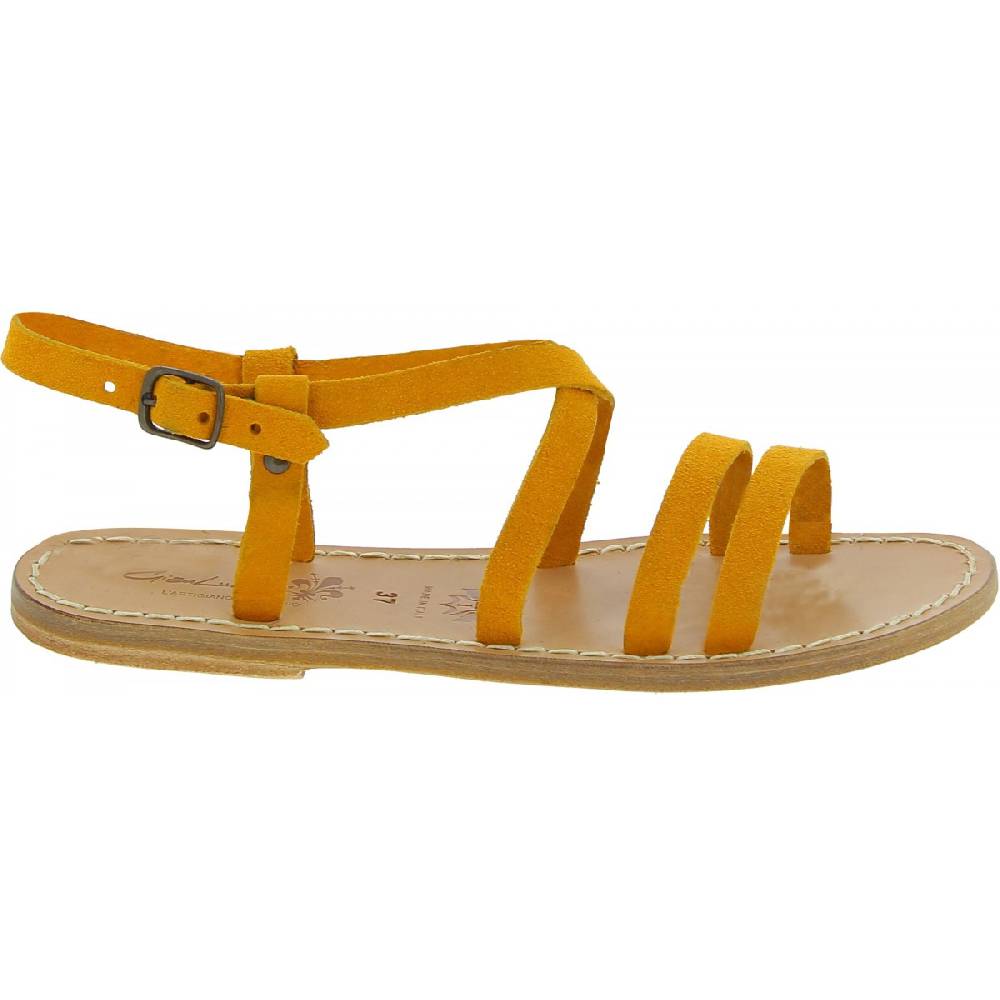 Lartigiano Del Cuoio Sandali donna in pelle nabuk color ocra fatti a mano Comprane uno, ottenene uno gratis