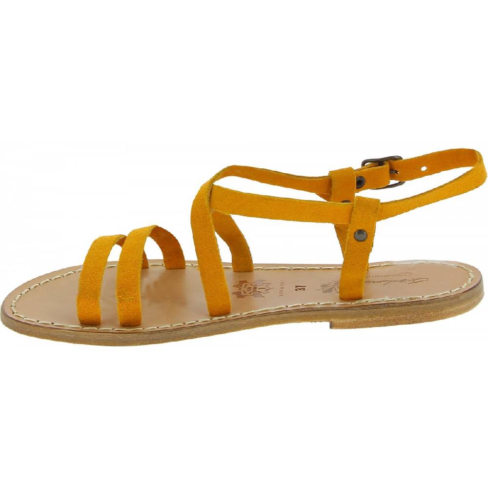 Lartigiano Del Cuoio Sandali donna in pelle nabuk color ocra fatti a mano Comprane uno, ottenene uno gratis