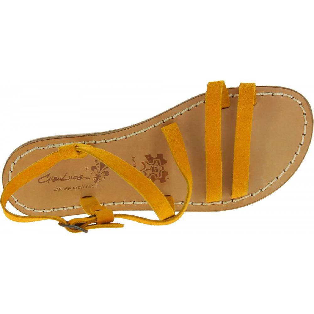 Lartigiano Del Cuoio Sandali donna in pelle nabuk color ocra fatti a mano Comprane uno, ottenene uno gratis