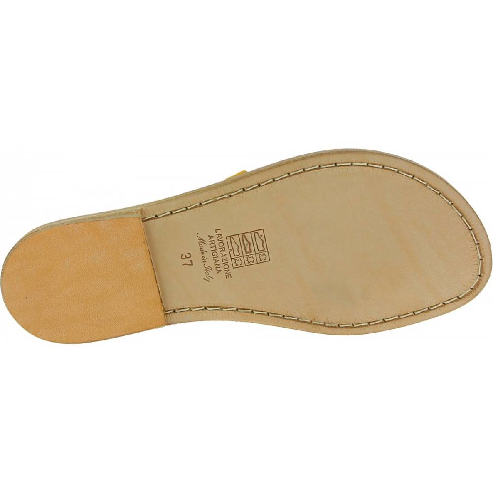 Lartigiano Del Cuoio Sandali donna in pelle nabuk color ocra fatti a mano Comprane uno, ottenene uno gratis