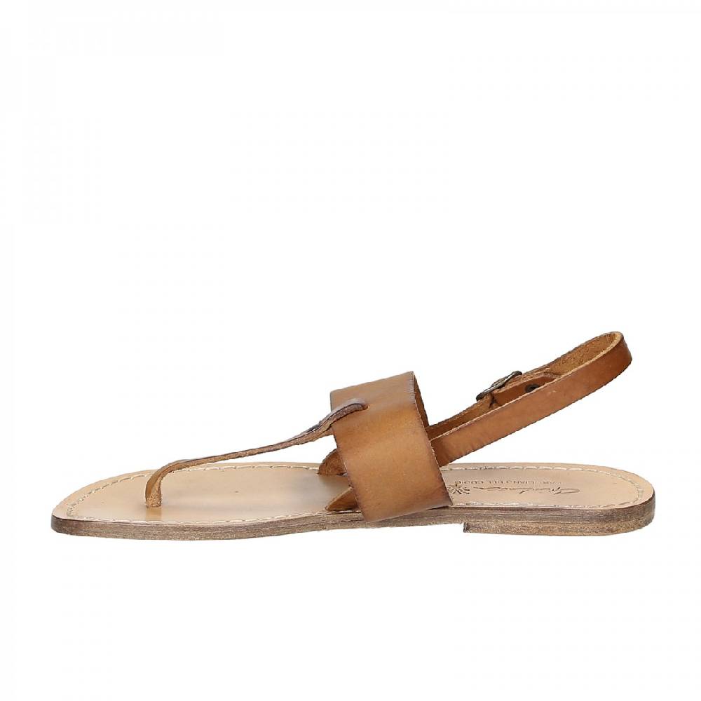 Lartigiano Del Cuoio Sandali infradito donna in pelle marrone In Saldo