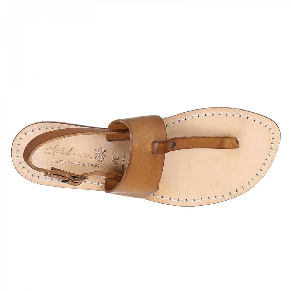 Lartigiano Del Cuoio Sandali infradito donna in pelle marrone In Saldo