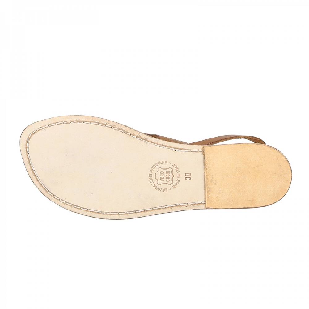Lartigiano Del Cuoio Sandali infradito donna in pelle marrone In Saldo