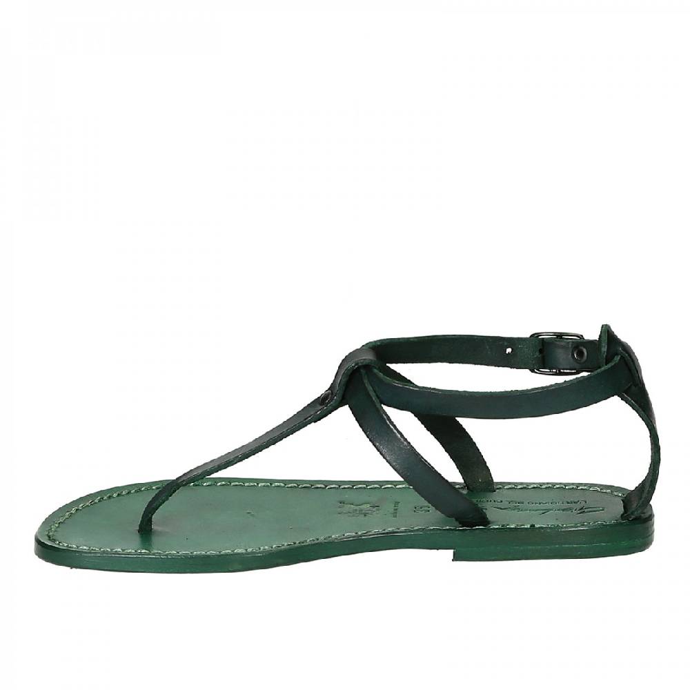 Lartigiano Del Cuoio Sandali infradito donna fatti a mano in pelle verde Moda