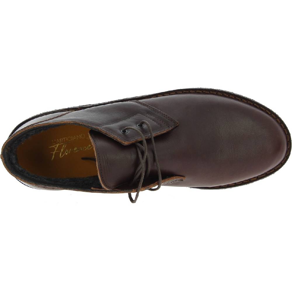 Lartigiano Del Cuoio Scarpe basse da uomo in pelle marrone scuro con fodera invernale Italy