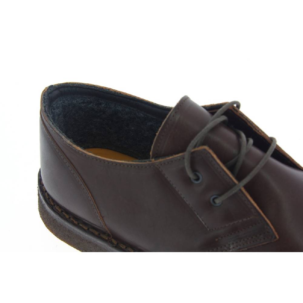 Lartigiano Del Cuoio Scarpe basse da uomo in pelle marrone scuro con fodera invernale Italy