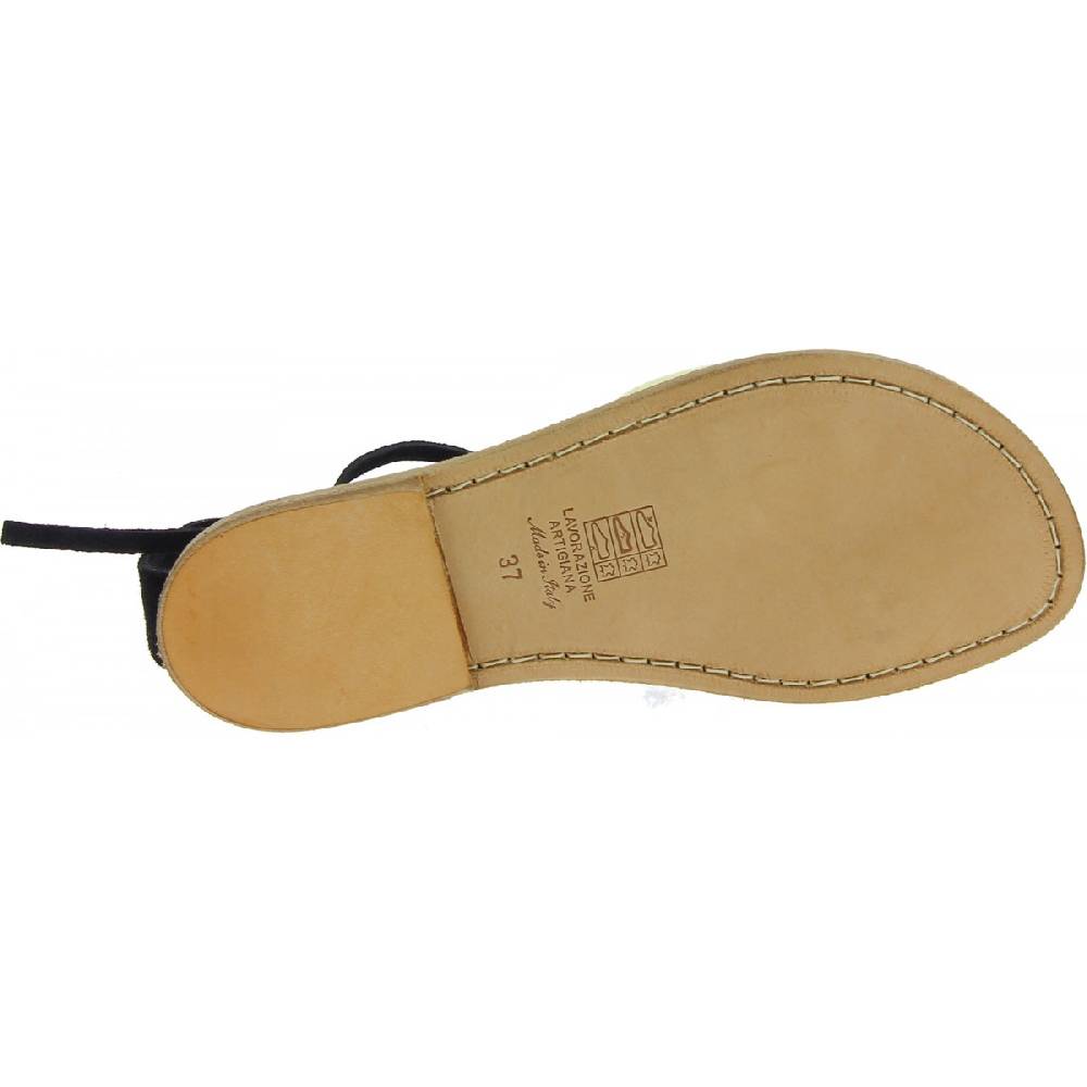 Lartigiano Del Cuoio Sandali gladiatore donna in pelle nabuk nero fatti a mano Shopping Online