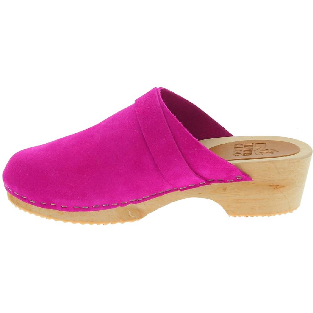 Lartigiano Del Cuoio Zoccoli in legno con tomaia chiusa in pelle scamosciata rosa Prezzo Ridotto