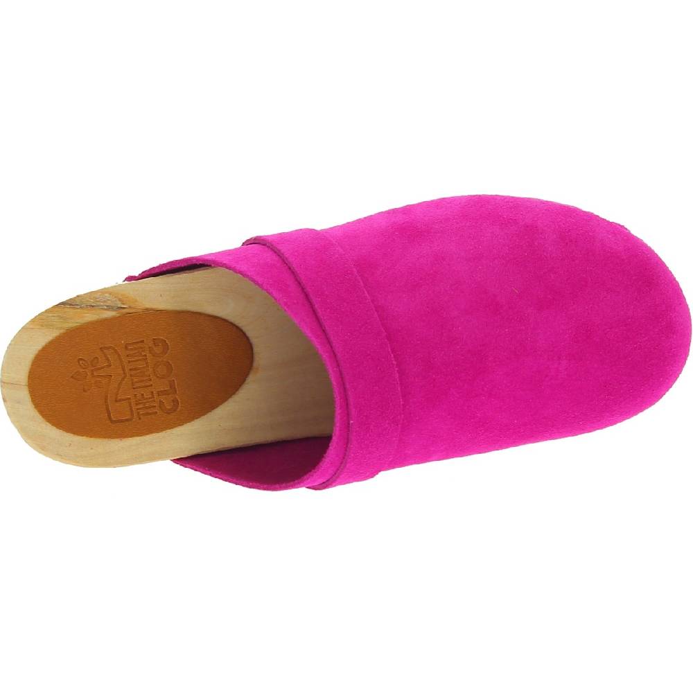 Lartigiano Del Cuoio Zoccoli in legno con tomaia chiusa in pelle scamosciata rosa Prezzo Ridotto