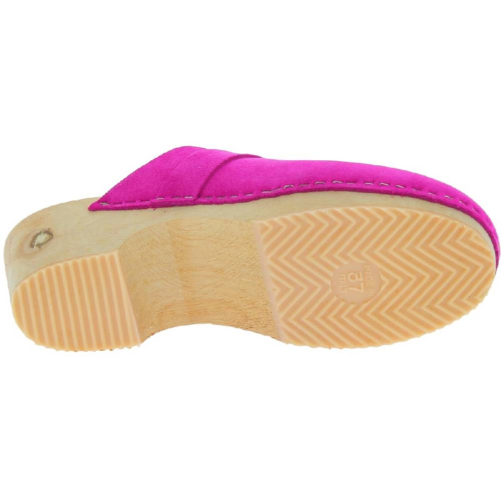 Lartigiano Del Cuoio Zoccoli in legno con tomaia chiusa in pelle scamosciata rosa Prezzo Ridotto