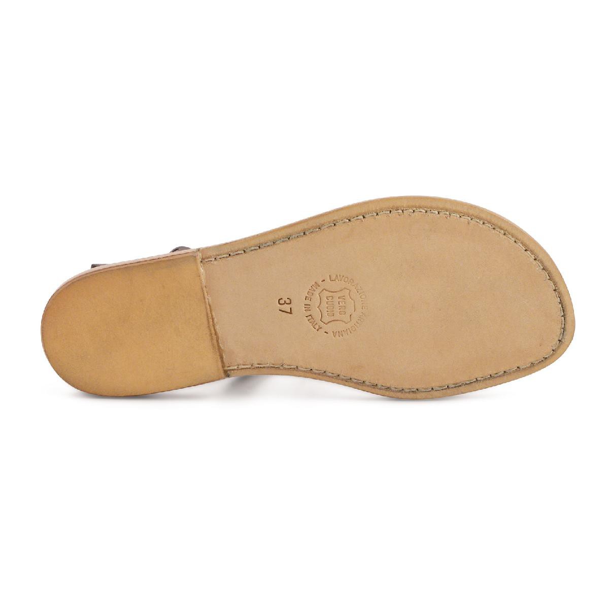 Lartigiano Del Cuoio Sandalo infradito in pelle nero artigianali da donna Sconto