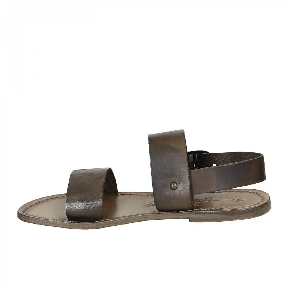 Lartigiano Del Cuoio Sandali francescani donna in pelle color fango artigianali Offerta