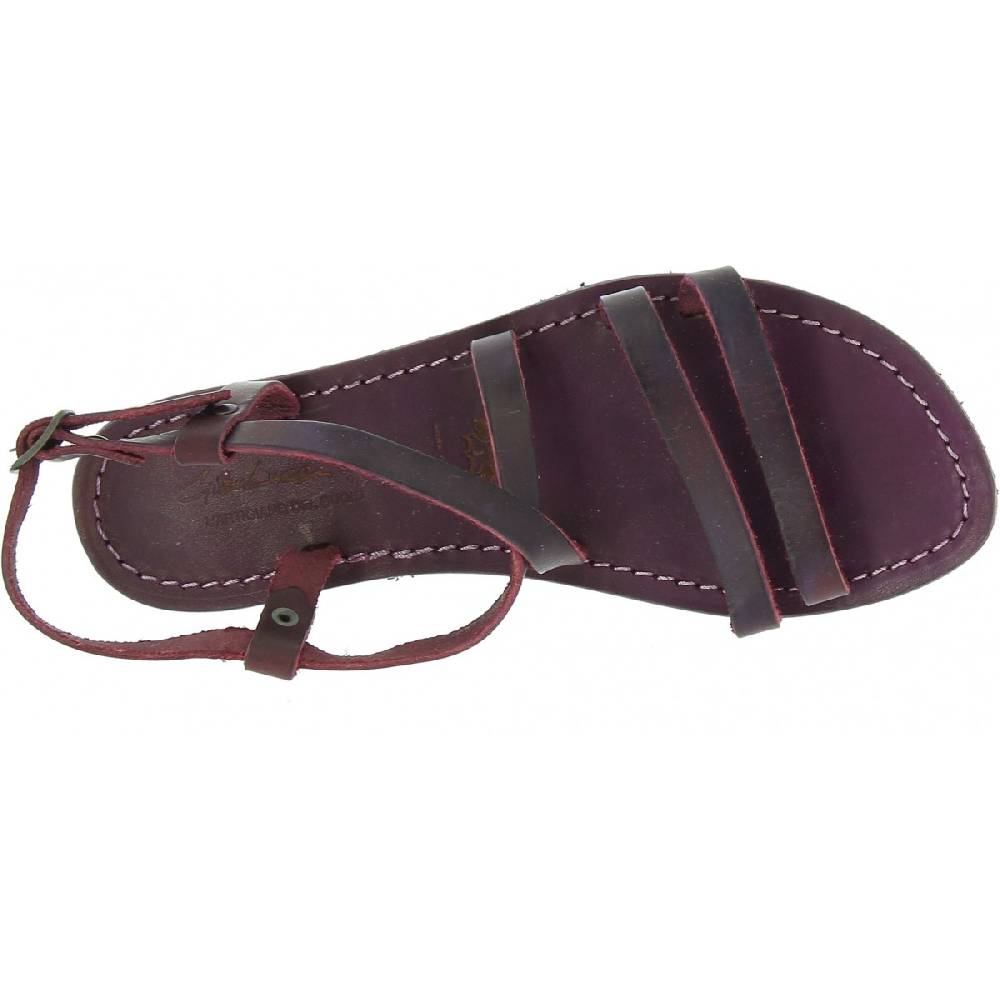 Lartigiano Del Cuoio Sandali donna in cuoio color prugna artigianali Outlet