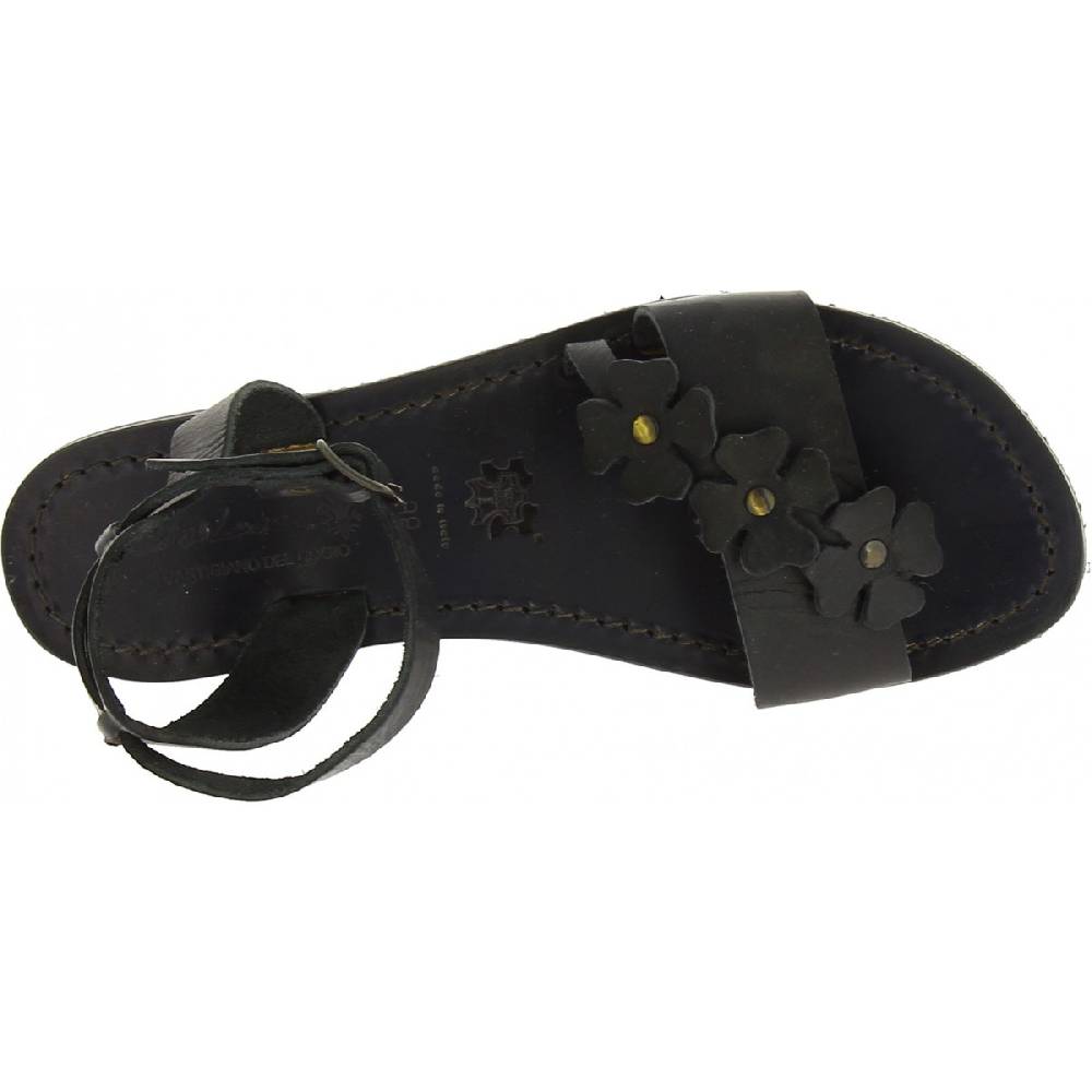 Lartigiano Del Cuoio Sandali bassi donna artigianali in pelle color nero In Vendita