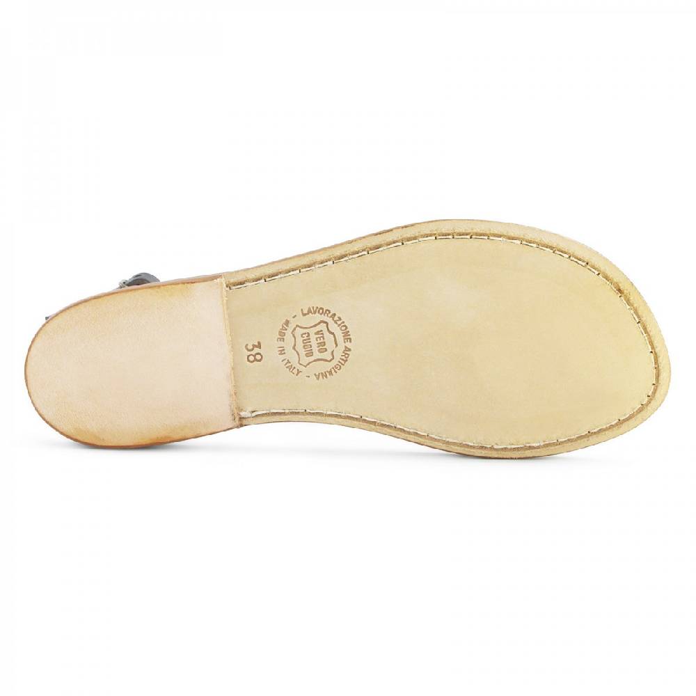 Lartigiano Del Cuoio Sandali infradito donna in pelle bicolore marrone e oro Hotsell