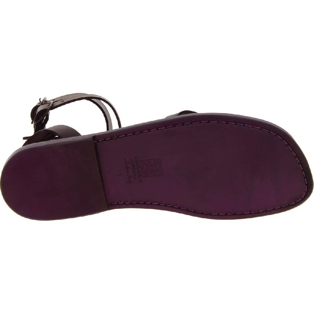 Lartigiano Del Cuoio Sandalo gladiatore uomo in pelle color prugna fatto a mano In Linea