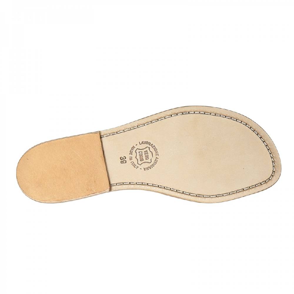 Lartigiano Del Cuoio Sandali schiava bassi da donna in pelle laminata bronzo Promozione Limitata