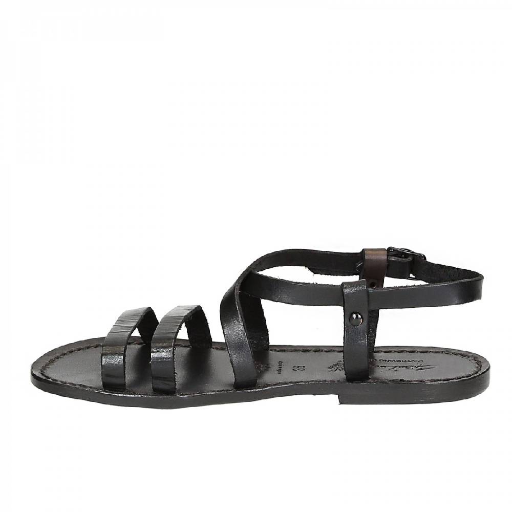 Lartigiano Del Cuoio Sandali donna in cuoio nero artigianali Fino Al -60%