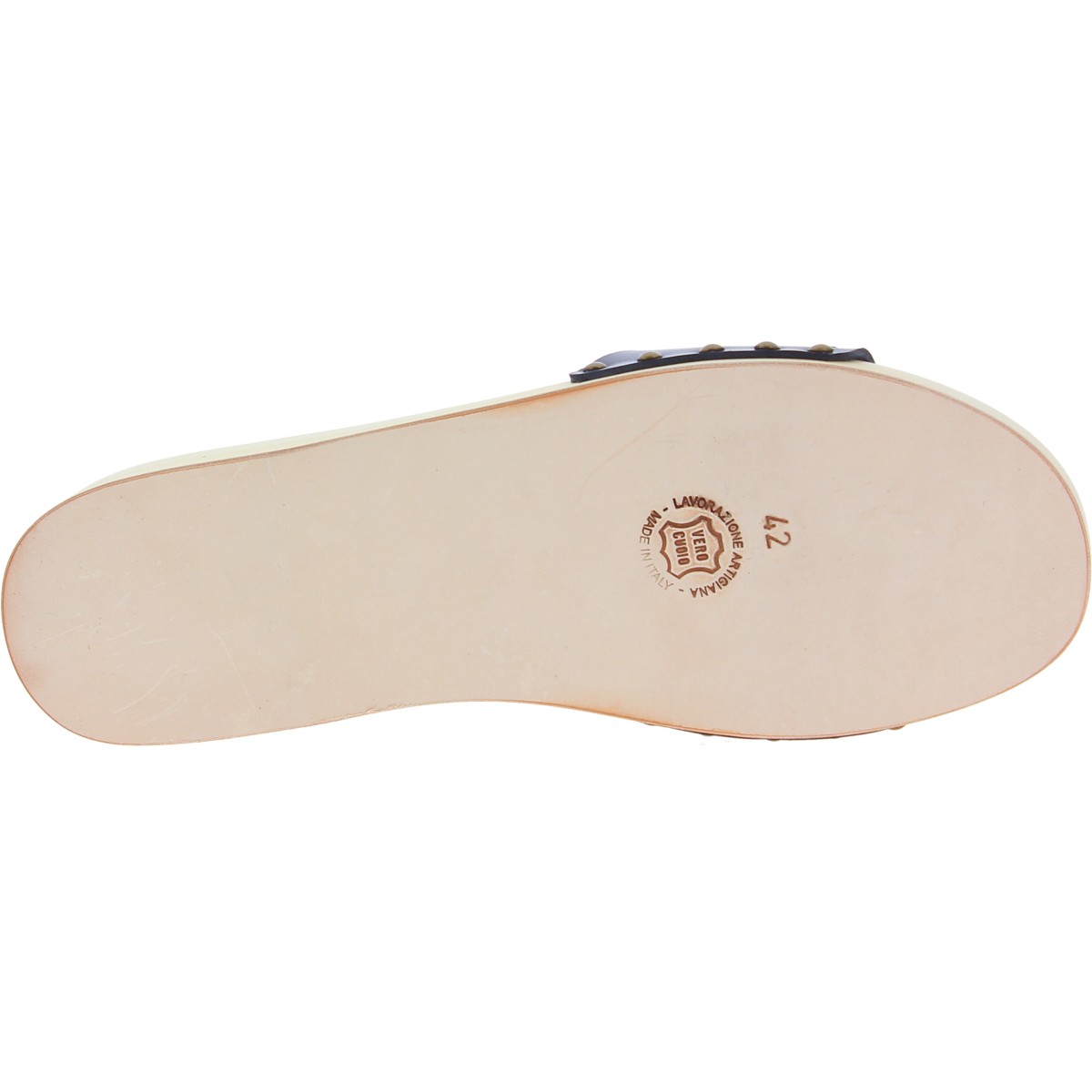 Lartigiano Del Cuoio Zoccoli di legno artigianali da donna con fascia regolabile in pelle nera Prezzo Ridotto