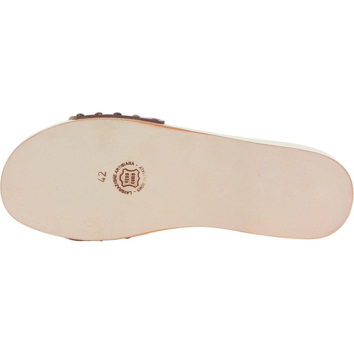 Lartigiano Del Cuoio Zoccoli in legno donna con fascia regolabile in pelle marrone scuro Sconto