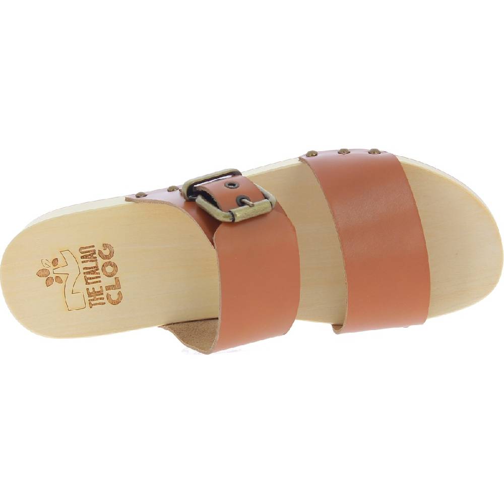 Lartigiano Del Cuoio Zoccoli artigianali da uomo con doppia fascia regolabile in pelle marrone Saldi Di Fabbrica