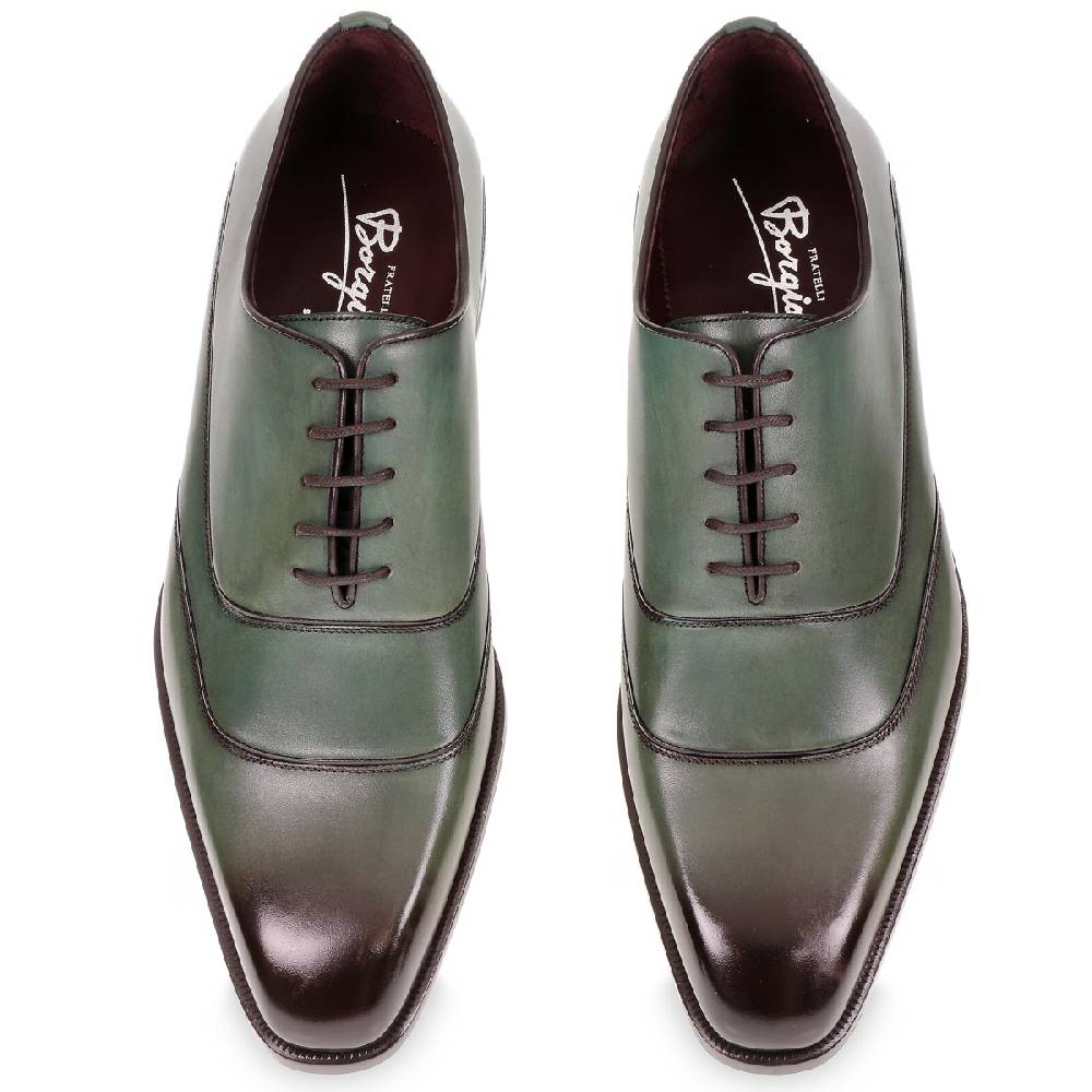 Lartigiano Del Cuoio Scarpe oxford da uomo in pelle verde tinta a mano da Fratelli Borgioli Negozio