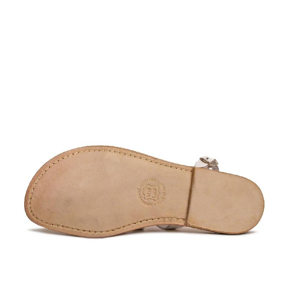 Lartigiano Del Cuoio Sandali bianchi infradito alla schiava artigianali in pelle Offerta per la Festa della Mamma