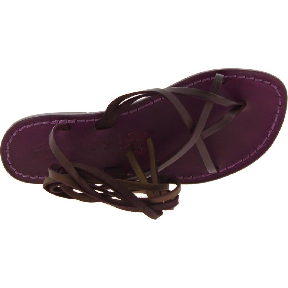 Lartigiano Del Cuoio Sandali alla schiava artigianali in pelle color prugna Latest fashion