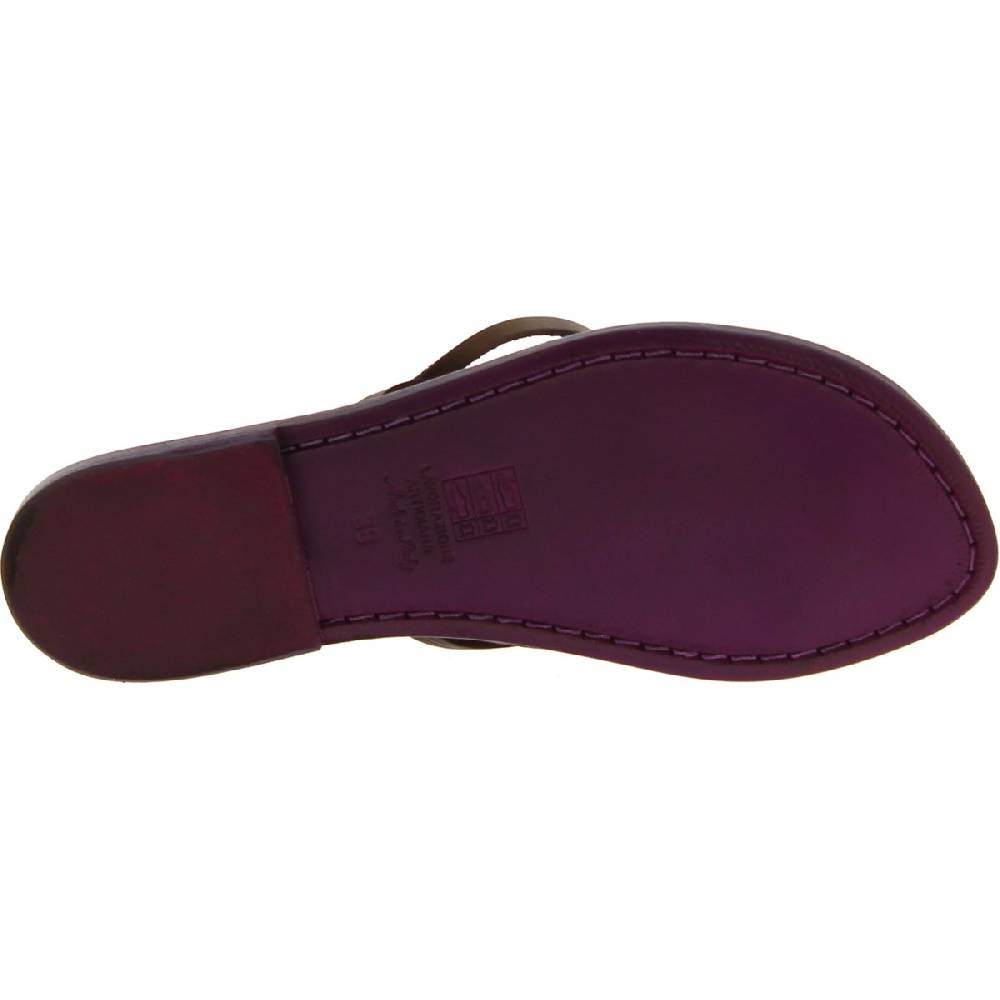 Lartigiano Del Cuoio Sandali alla schiava artigianali in pelle color prugna Latest fashion