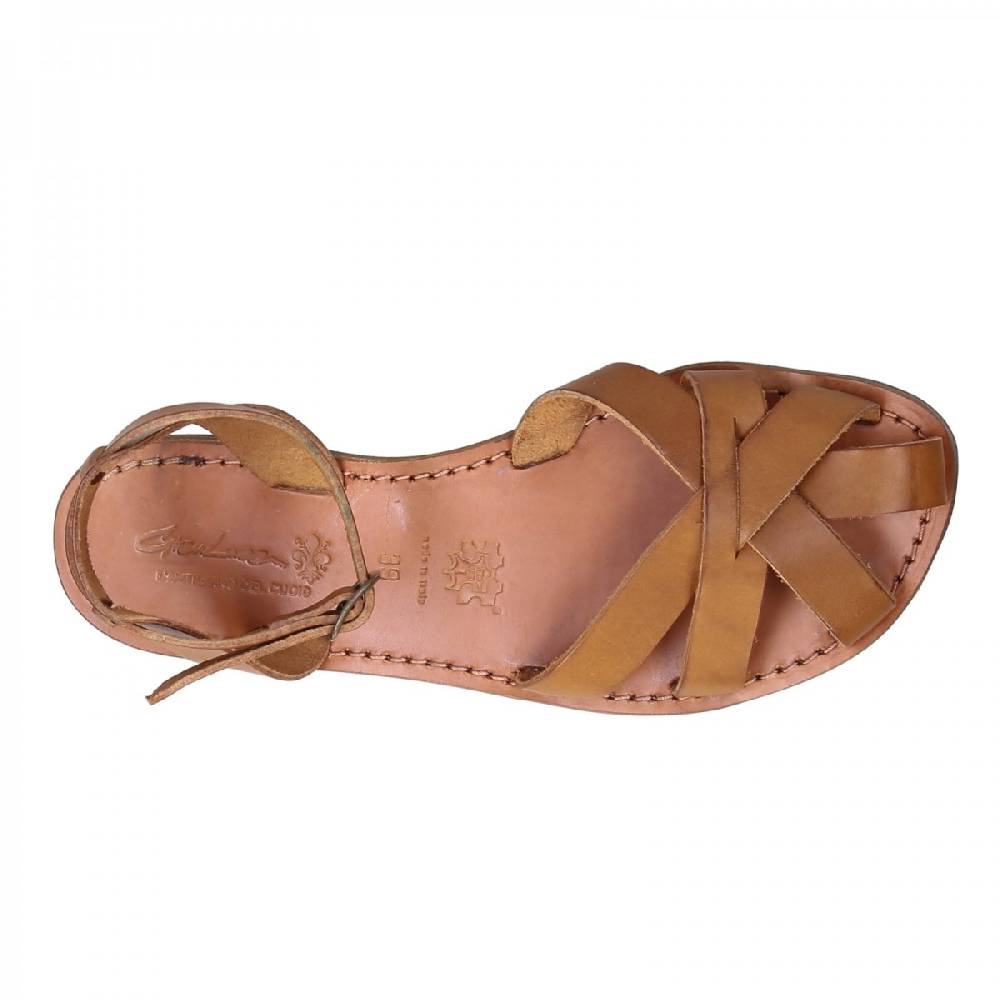 Lartigiano Del Cuoio Sandali bassi fatti a mano in Italia in pelle marrone Shopping Online