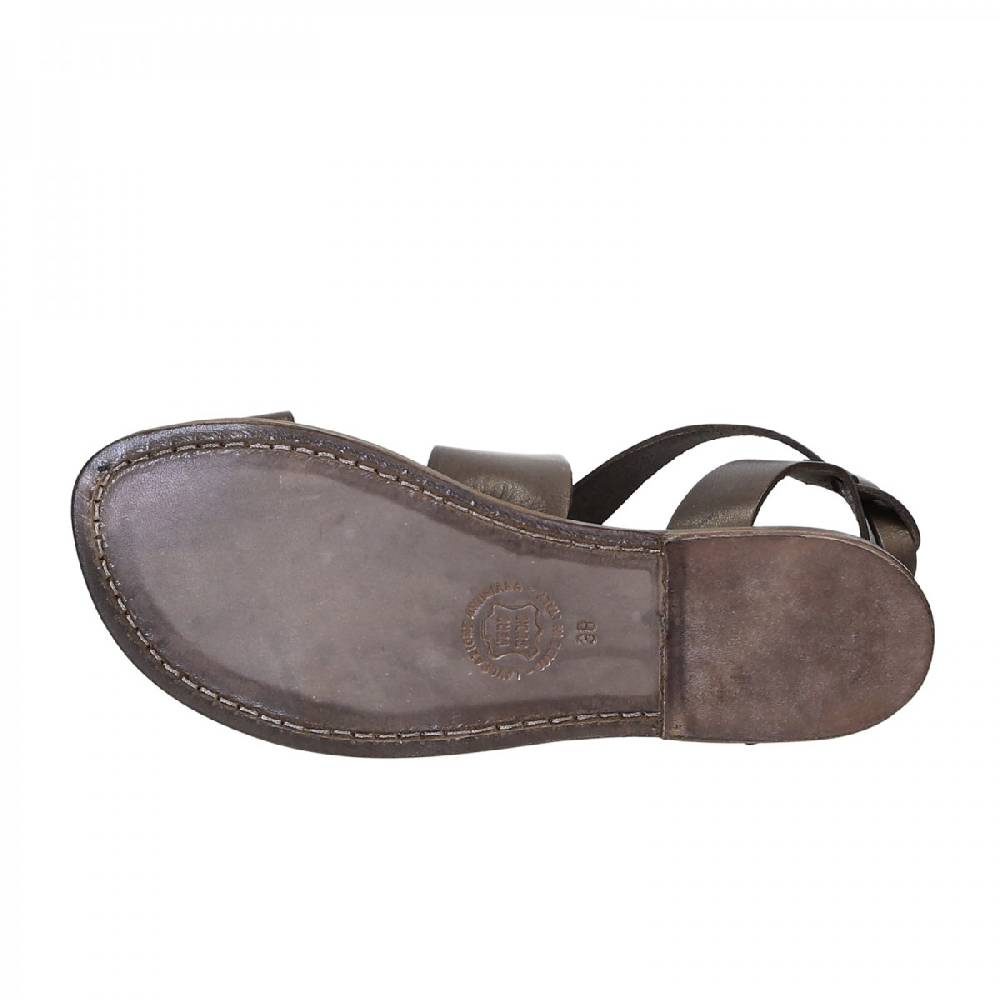 Lartigiano Del Cuoio Sandali donna fatti a mano in pelle color fango Prezzo Ridotto