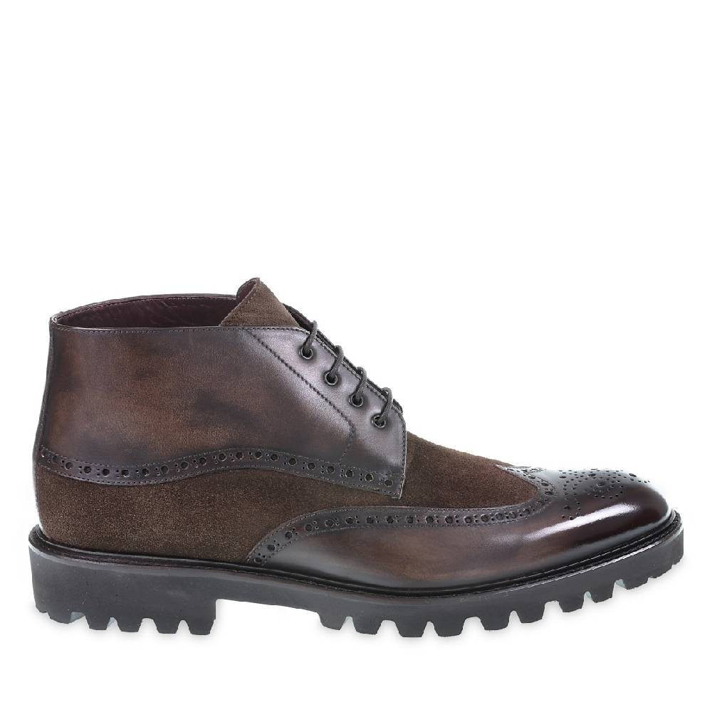 Lartigiano Del Cuoio Stivaletti brogue in pelle e camoscio marrone - Fratelli Borgioli Novità