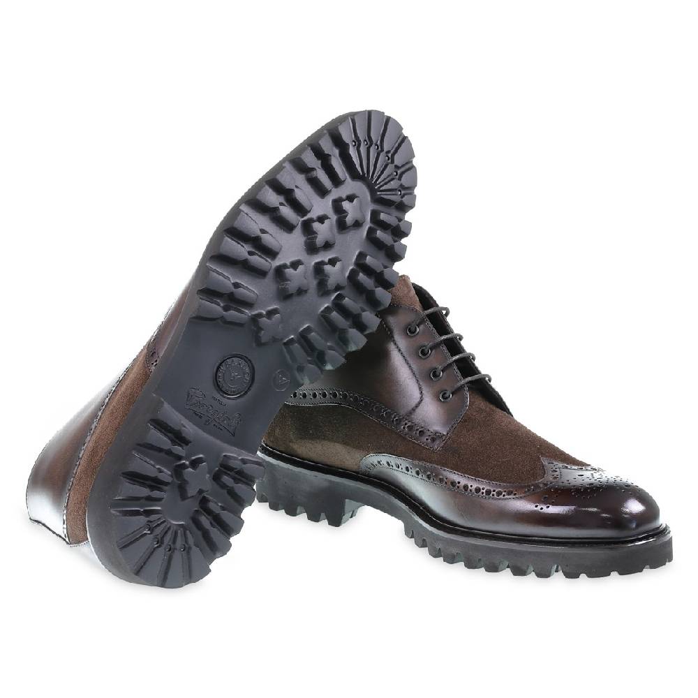 Lartigiano Del Cuoio Stivaletti brogue in pelle e camoscio marrone - Fratelli Borgioli Novità