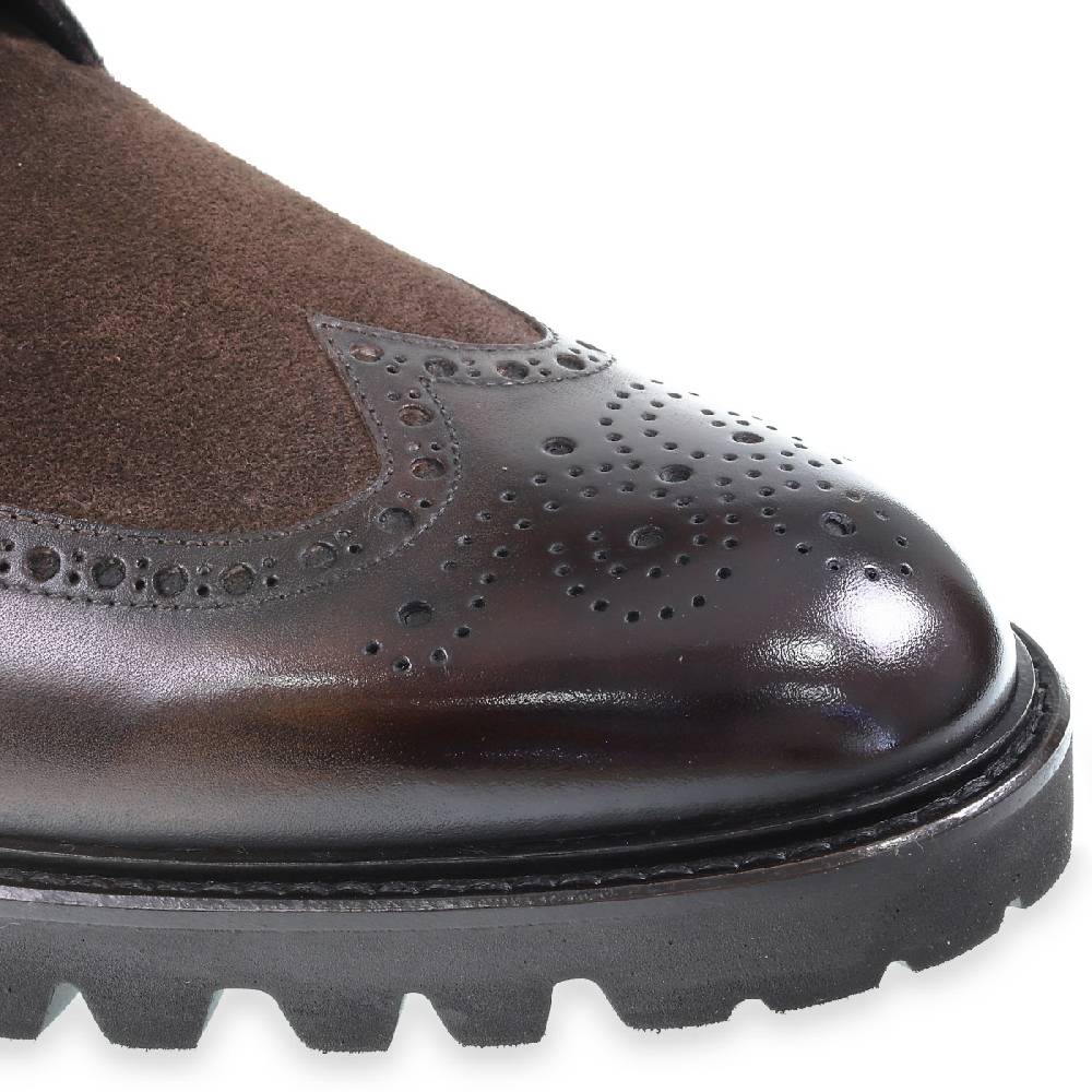Lartigiano Del Cuoio Stivaletti brogue in pelle e camoscio marrone - Fratelli Borgioli Novità
