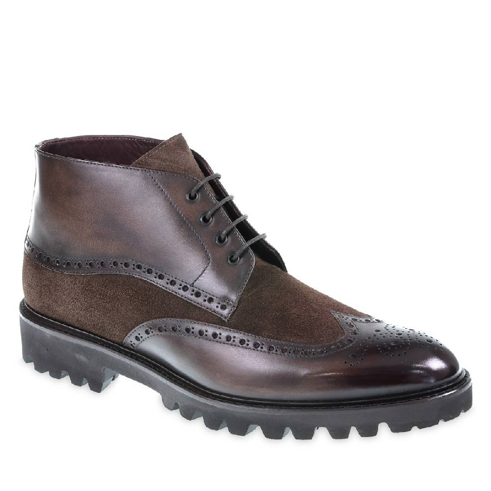 Lartigiano Del Cuoio Stivaletti brogue in pelle e camoscio marrone - Fratelli Borgioli Novità