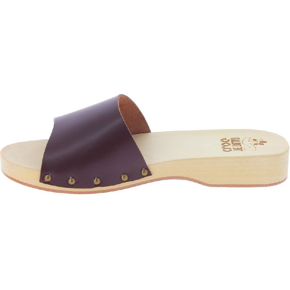Lartigiano Del Cuoio Zoccoli in legno da uomo con fascia larga in pelle color testa di moro Ultimi due giorni