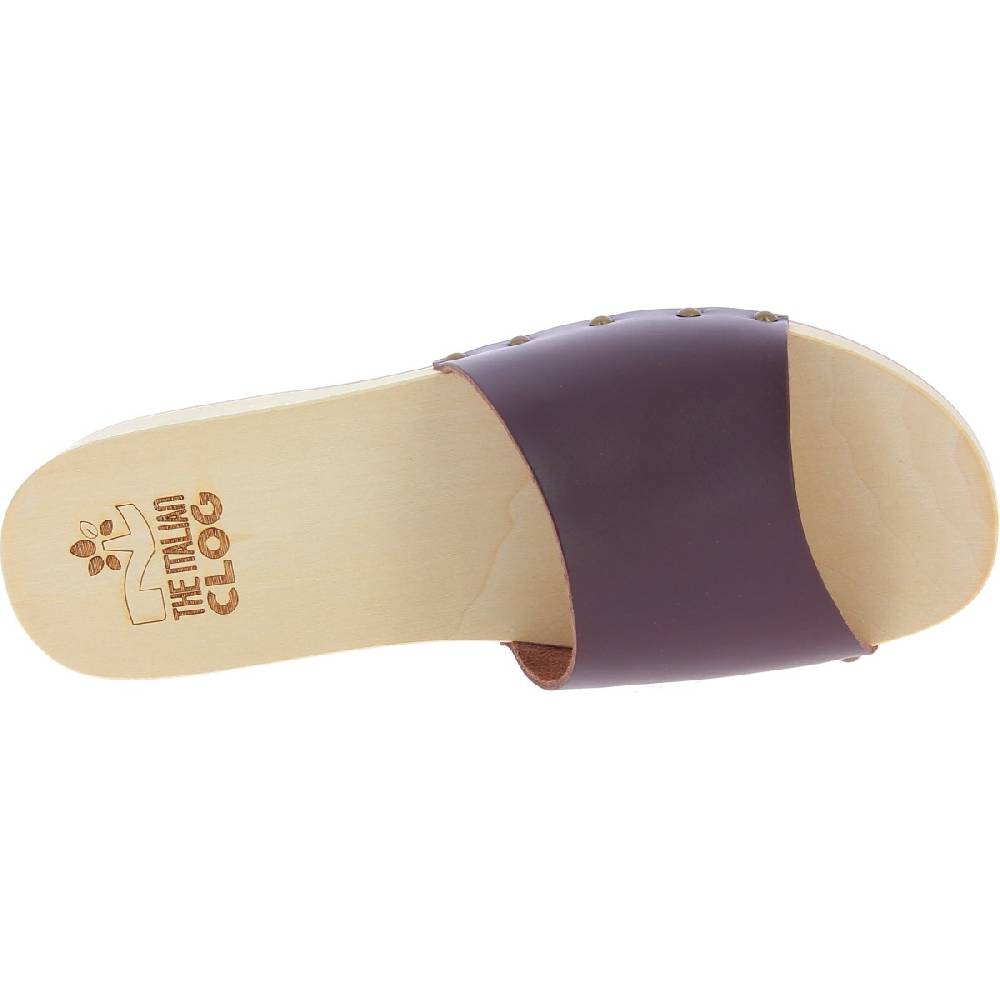 Lartigiano Del Cuoio Zoccoli in legno da uomo con fascia larga in pelle color testa di moro Ultimi due giorni