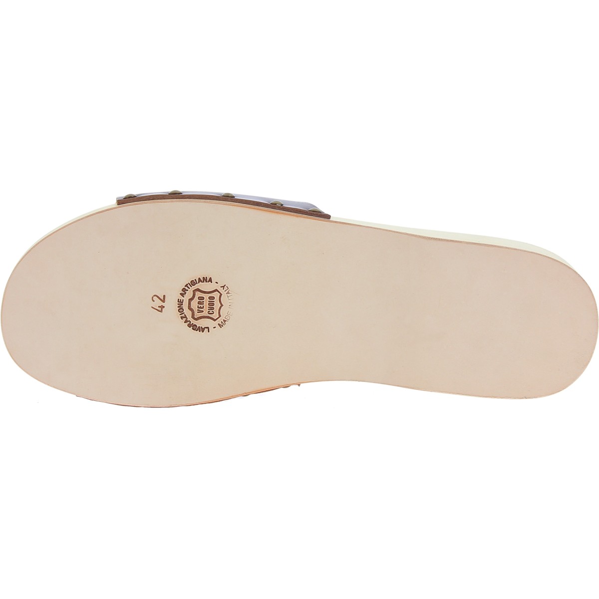 Lartigiano Del Cuoio Zoccoli in legno da uomo con fascia larga in pelle color testa di moro Ultimi due giorni