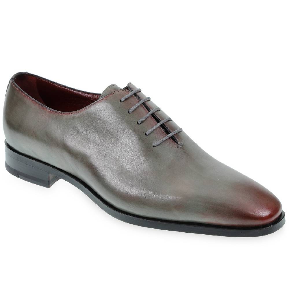Lartigiano Del Cuoio Scarpe Oxford da uomo in pelle grigia tinta a mano con sfumature bordò Vendita Calda
