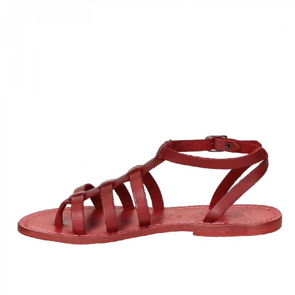 Lartigiano Del Cuoio Sandali gladiatore donna in pelle rosso fatti a mano in Italia Italia