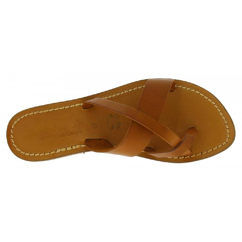 Lartigiano Del Cuoio Ciabatte infradito da donna fatti a mano in pelle color cuoio Nuovo