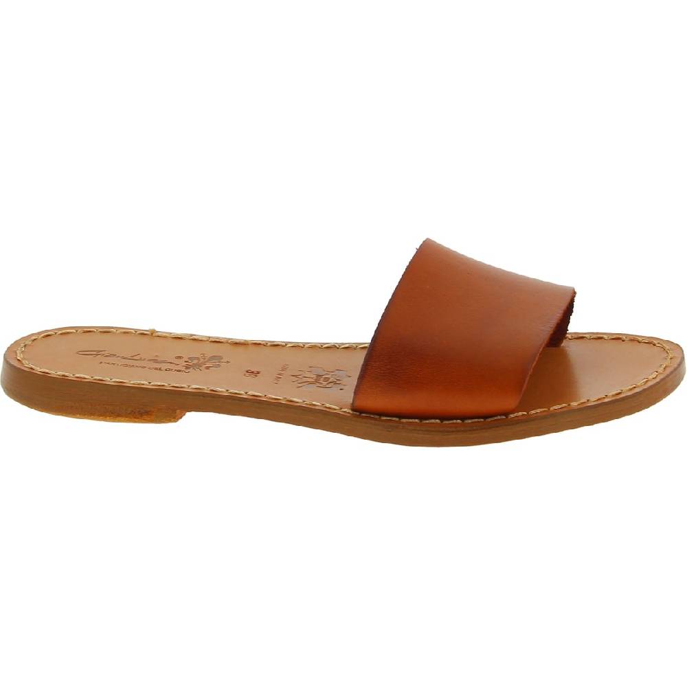Lartigiano Del Cuoio Ciabatte donna in pelle marrone artigianali Qualità