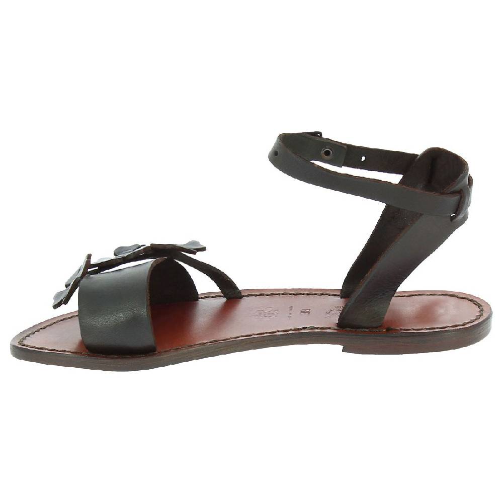Lartigiano Del Cuoio Sandali bassi donna artigianali in pelle color testa di moro Esporta salva